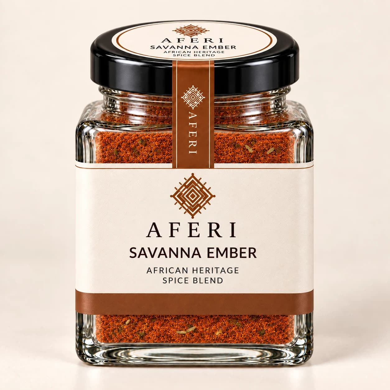Savanna Ember in the approved Aferi square glass jar