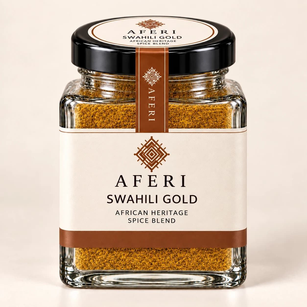 Swahili Gold in the approved Aferi square glass jar